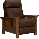Artisan Power Recliner with Power Headrest in Wenlock Fudge Brown Top-Grain Leather & Wood